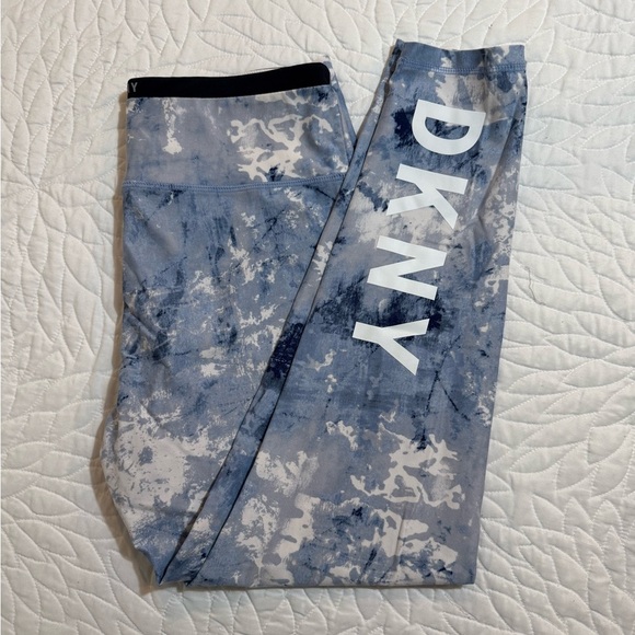 DKNY Womens Cosmos Blue Tie Dye Print 7/8 Length Leggings medium - Picture 7 of 10